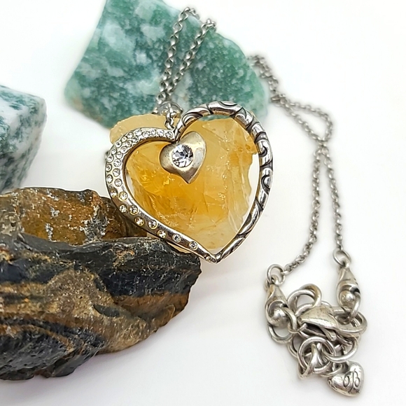 Brighton Retired "GLITTER HEART" Brushed Silver Heart Pend w Heart Center! - Picture 10 of 11